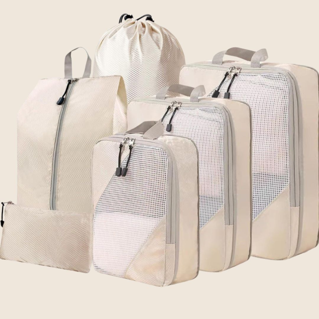 TRAVEL BAG WITH DUAL ZIP COMPRESSION STORAGE
