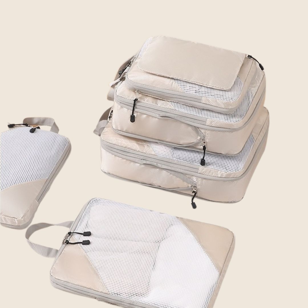 TRAVEL BAG WITH DUAL ZIP COMPRESSION STORAGE