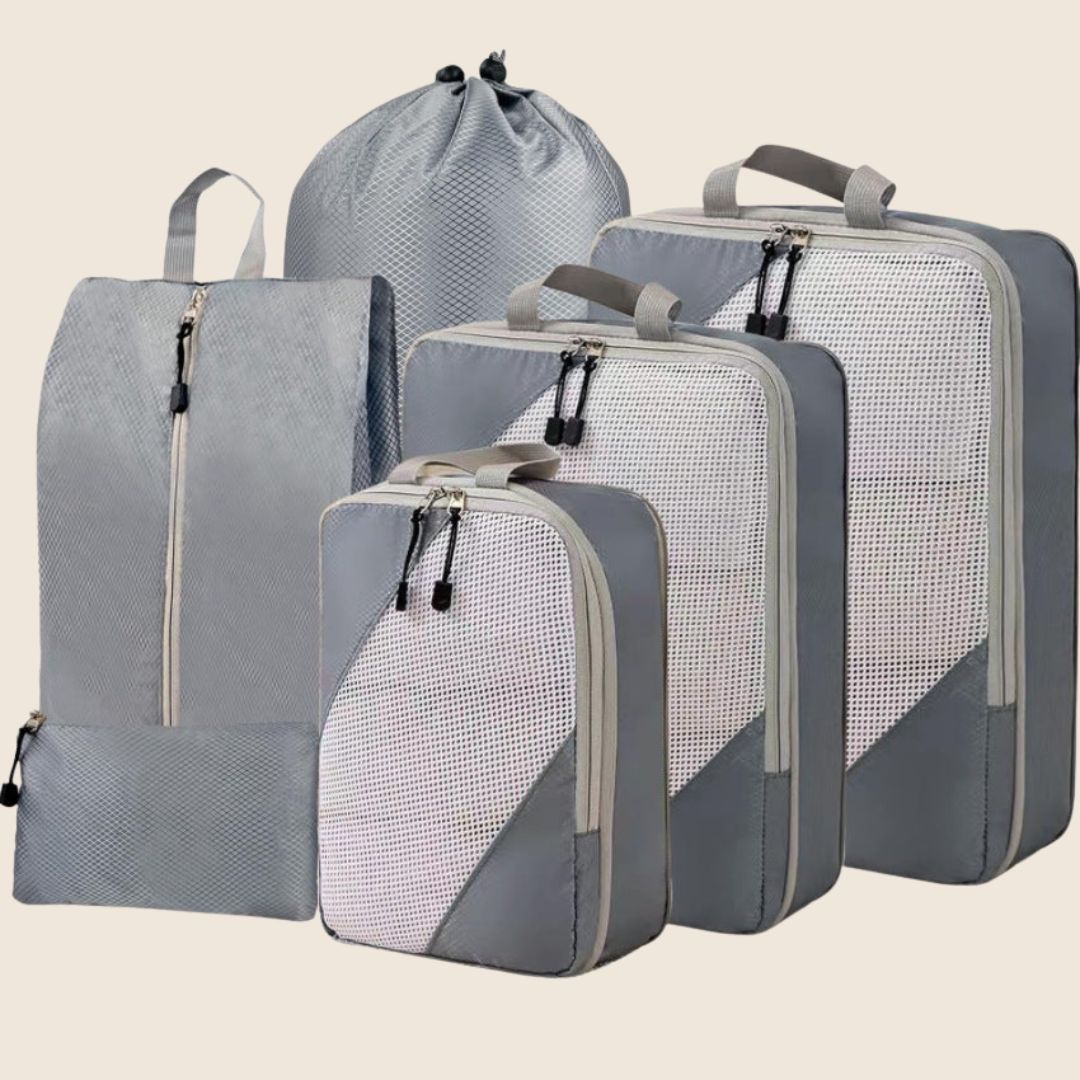 TRAVEL BAG WITH DUAL ZIP COMPRESSION STORAGE